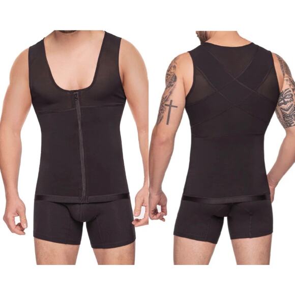 Postural Vest With Zipper (MALE GIRDLE) Black 3XL - Picture 1 of 7
